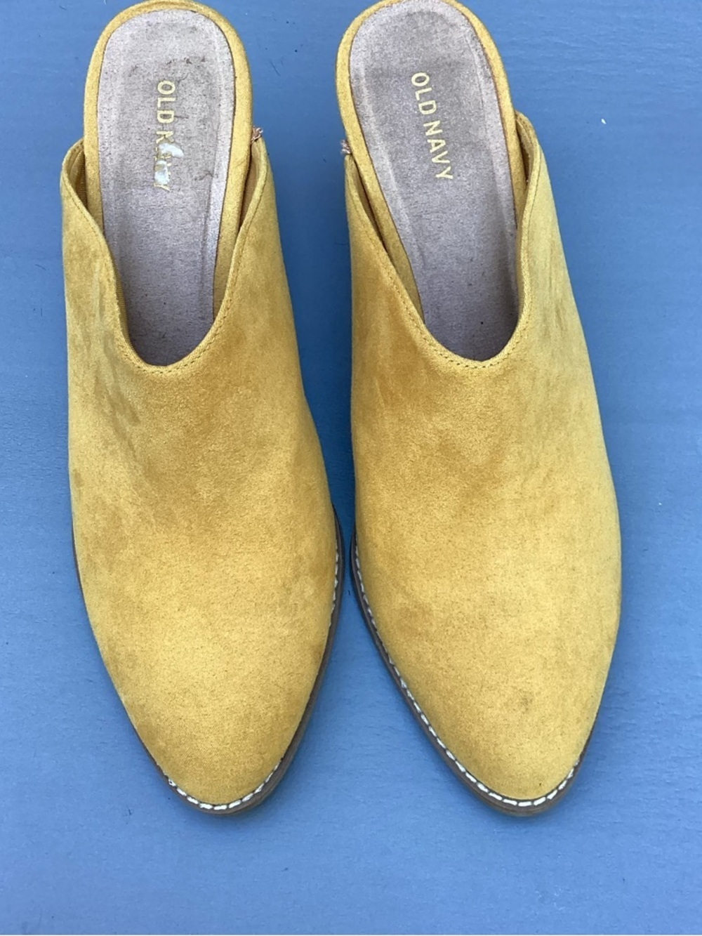 Old. Navy  Mustard Yellow Suede Slip-On Mules Half Ankle Boots